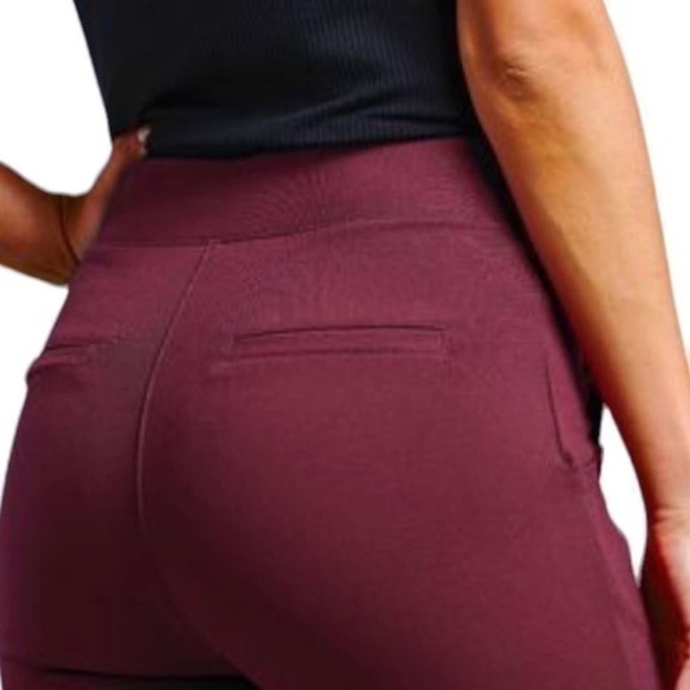 Betabrand Six Button Burgundy Maroon Stretch‎ Yoga Trousers Pants - Picture 8 of 9